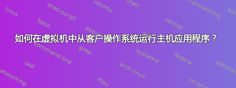 如何在虚拟机中从客户操作系统运行主机应用程序？