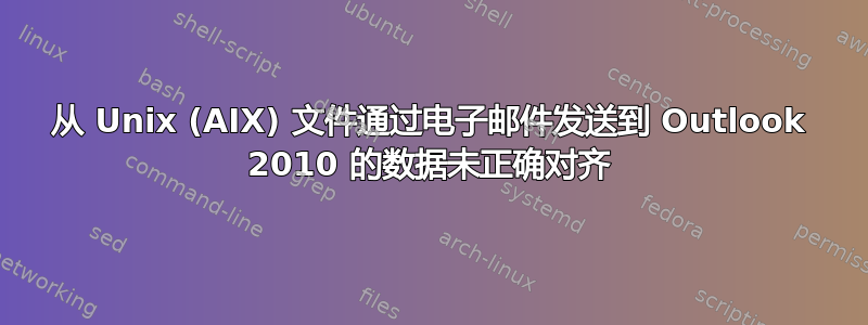 从 Unix (AIX) 文件通过电子邮件发送到 Outlook 2010 的数据未正确对齐