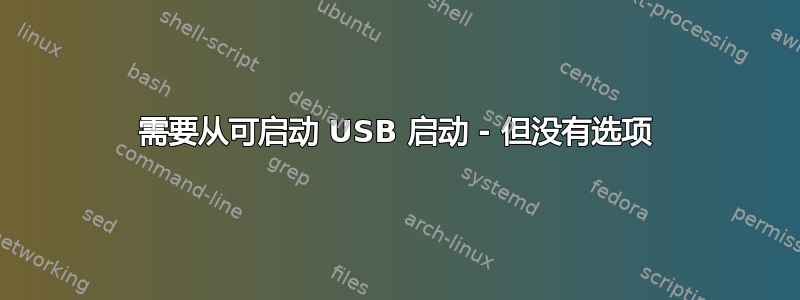 需要从可启动 USB 启动 - 但没有选项