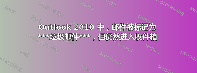 Outlook 2010 中，邮件被标记为 ***垃圾邮件***，但仍然进入收件箱