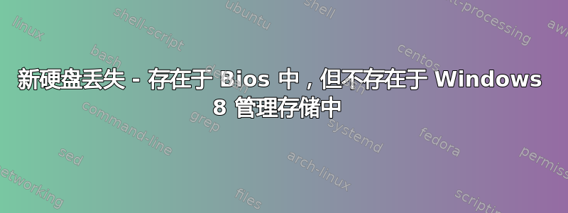 新硬盘丢失 - 存在于 Bios 中，但不存在于 Windows 8 管理存储中 