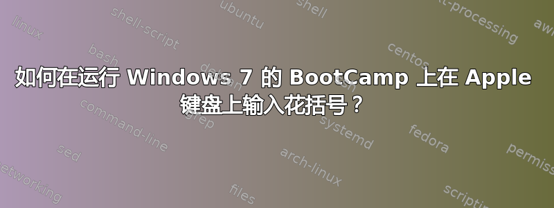 如何在运行 Windows 7 的 BootCamp 上在 Apple 键盘上输入花括号？