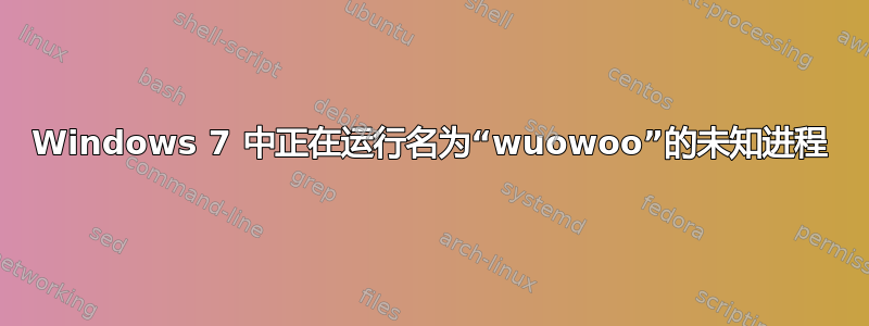 Windows 7 中正在运行名为“wuowoo”的未知进程