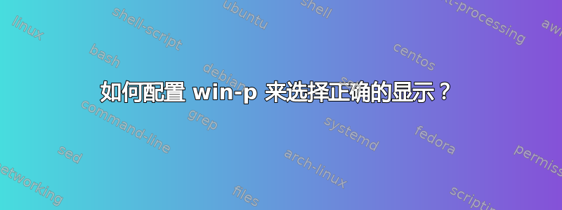 如何配置 win-p 来选择正确的显示？