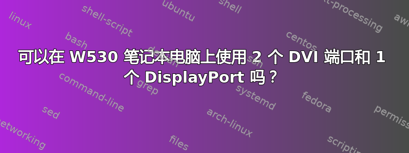 可以在 W530 笔记本电脑上使用 2 个 DVI 端口和 1 个 DisplayPort 吗？