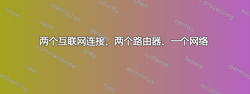 两个互联网连接、两个路由器、一个网络