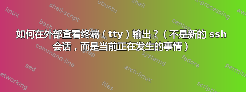 如何在外部查看终端（tty）输出？（不是新的 ssh 会话，而是当前正在发生的事情）