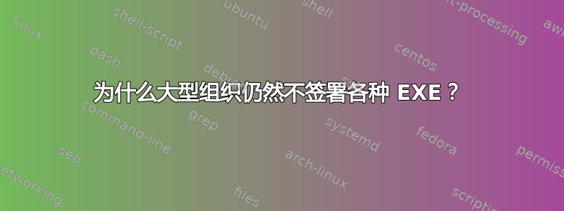 为什么大型组织仍然不签署各种 EXE？