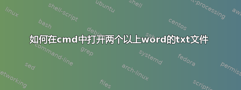 如何在cmd中打开两个以上word的txt文件