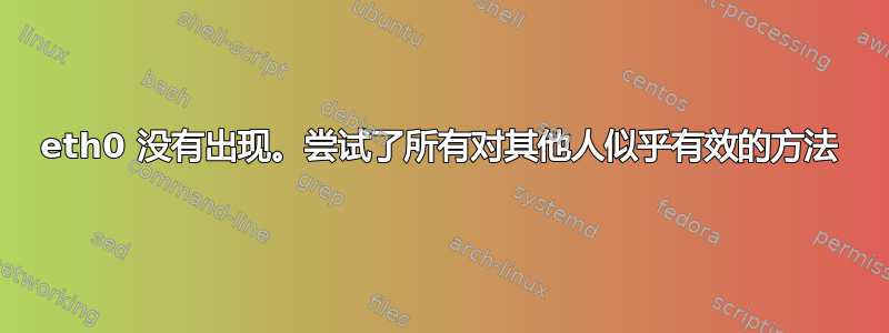 eth0 没有出现。尝试了所有对其他人似乎有效的方法