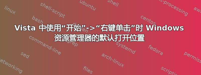 Vista 中使用“开始”->“右键单击”时 Windows 资源管理器的默认打开位置