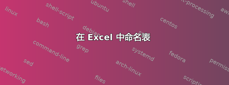 在 Excel 中命名表