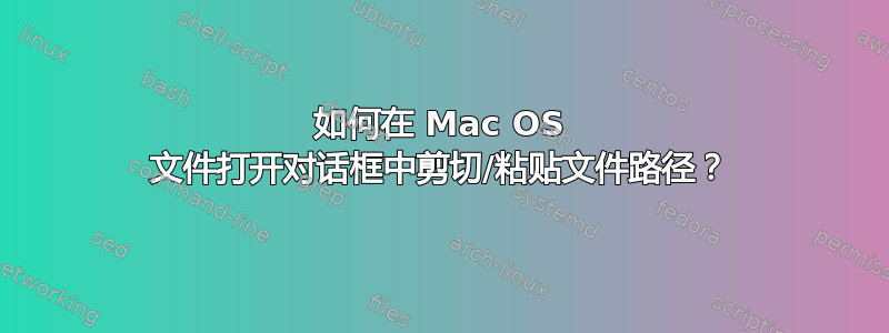 如何在 Mac OS 文件打开对话框中剪切/粘贴文件路径？