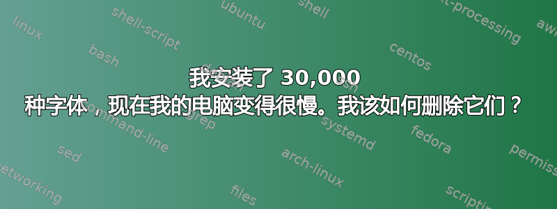 我安装了 30,000 种字体，现在我的电脑变得很慢。我该如何删除它们？