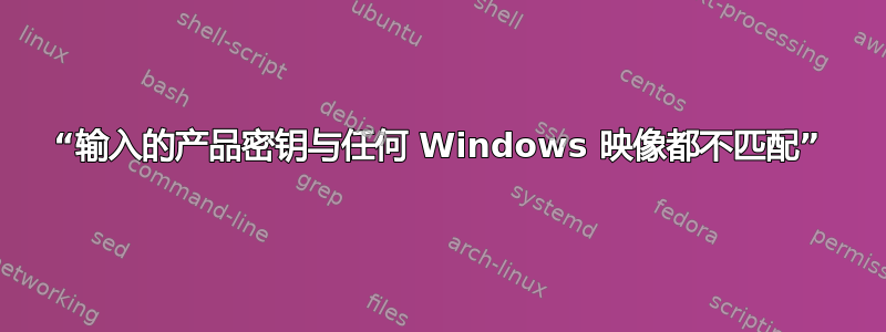 “输入的产品密钥与任何 Windows 映像都不匹配”