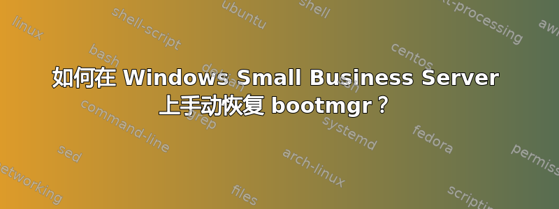 如何在 Windows Small Business Server 上手动恢复 bootmgr？