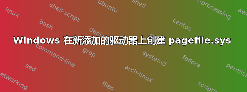 Windows 在新添加的驱动器上创建 pagefile.sys