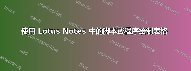 使用 Lotus Notes 中的脚本或程序绘制表格