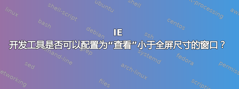 IE 开发工具是否可以配置为“查看”小于全屏尺寸的窗口？