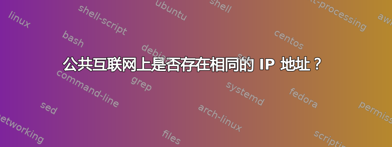 公共互联网上是否存在相同的 IP 地址？