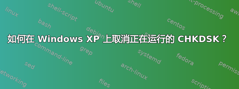 如何在 Windows XP 上取消正在运行的 CHKDSK？