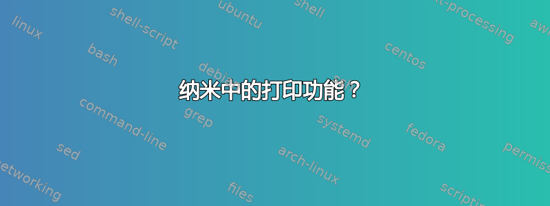 纳米中的打印功能？