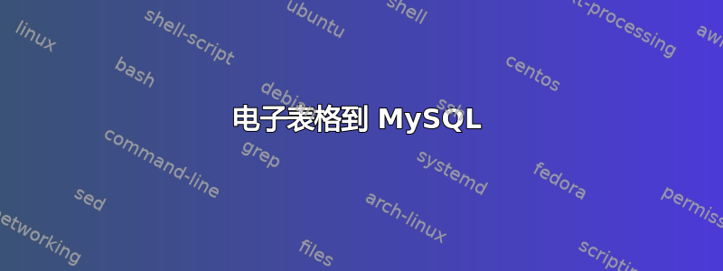 电子表格到 MySQL