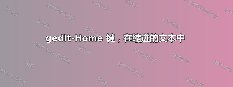 gedit-Home 键，在缩进的文本中