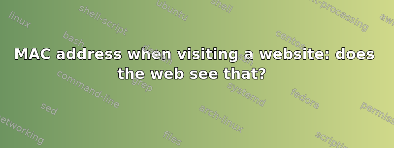 MAC address when visiting a website: does the web see that? 