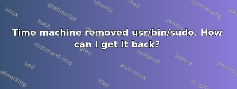 Time machine removed usr/bin/sudo. How can I get it back?