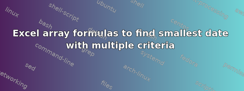 Excel array formulas to find smallest date with multiple criteria