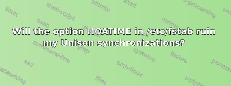 Will the option NOATIME in /etc/fstab ruin my Unison synchronizations?