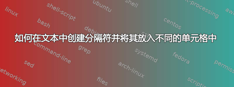 如何在文本中创建分隔符并将其放入不同的单元格中