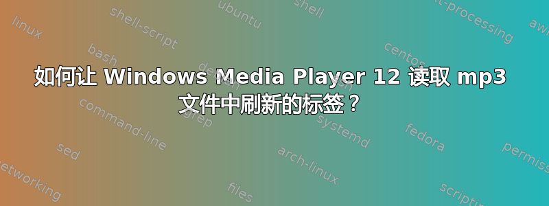 如何让 Windows Media Player 12 读取 mp3 文件中刷新的标签？