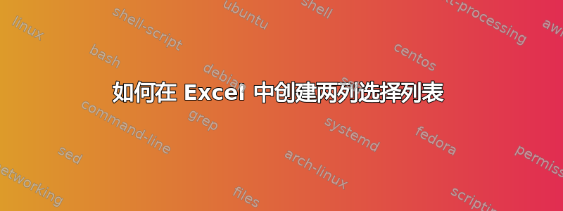 如何在 Excel 中创建两列选择列表