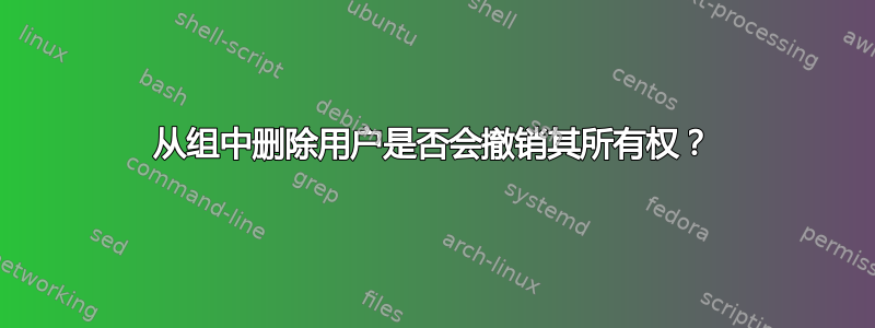 从组中删除用户是否会撤销其所有权？