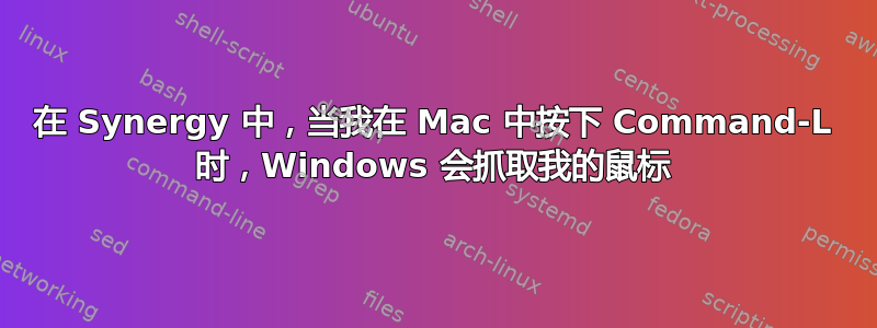 在 Synergy 中，当我在 Mac 中按下 Command-L 时，Windows 会抓取我的鼠标