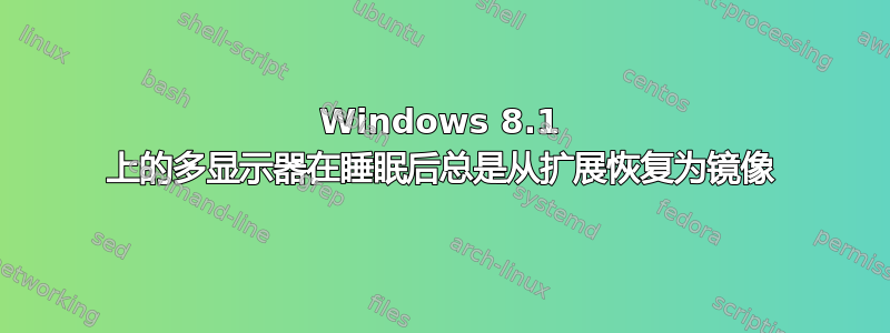 Windows 8.1 上的多显示器在睡眠后总是从扩展恢复为镜像