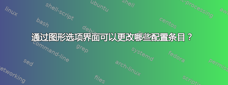 通过图形选项界面可以更改哪些配置条目？