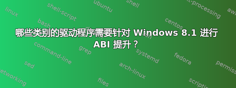 哪些类别的驱动程序需要针对 Windows 8.1 进行 ABI 提升？