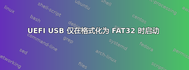 UEFI USB 仅在格式化为 FAT32 时启动