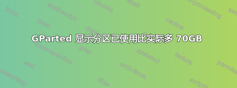 GParted 显示分区已使用比实际多 70GB