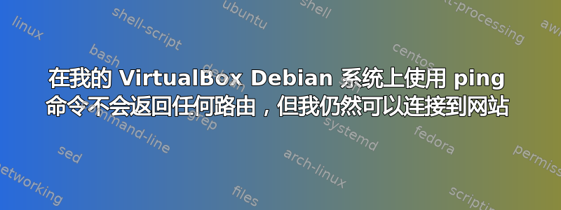 在我的 VirtualBox Debian 系统上使用 ping 命令不会返回任何路由，但我仍然可以连接到网站