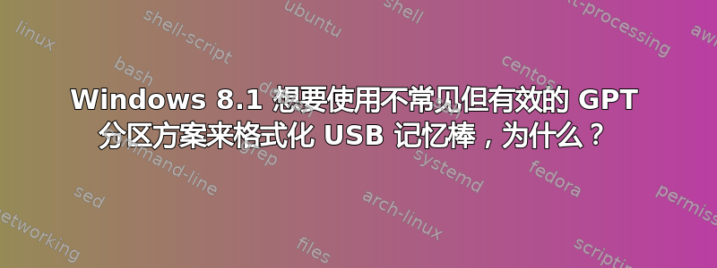 Windows 8.1 想要使用不常见但有效的 GPT 分区方案来格式化 USB 记忆棒，为什么？