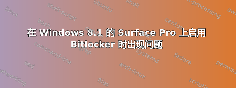 在 Windows 8.1 的 Surface Pro 上启用 Bitlocker 时出现问题