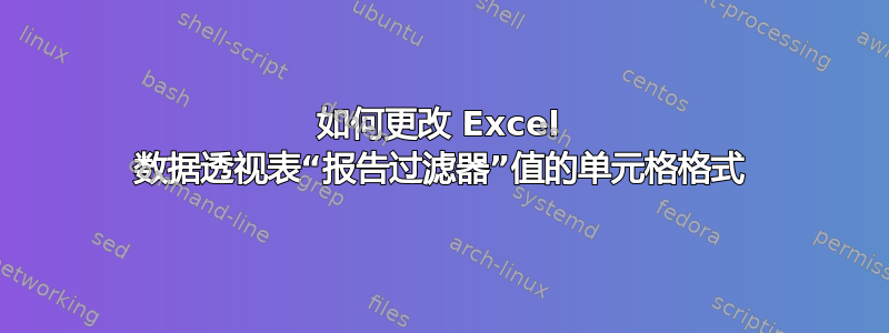 如何更改 Excel 数据透视表“报告过滤器”值的单元格格式