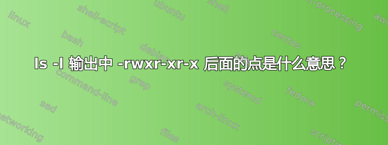 ls -l 输出中 -rwxr-xr-x 后面的点是什么意思？