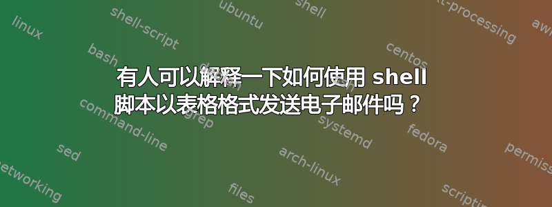 有人可以解释一下如何使用 shell 脚本以表格格式发送电子邮件吗？ 