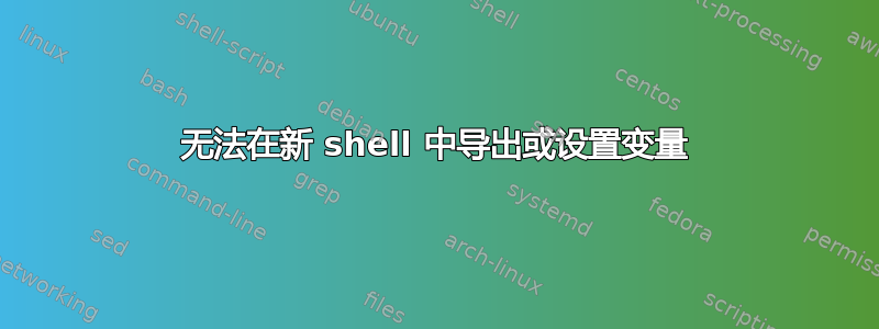 无法在新 shell 中导出或设置变量