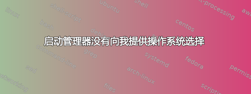 启动管理器没有向我提供操作系统选择